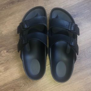 Birkenstock Arizona Eva black sandals.